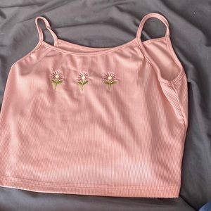 light pink flower cropped tank